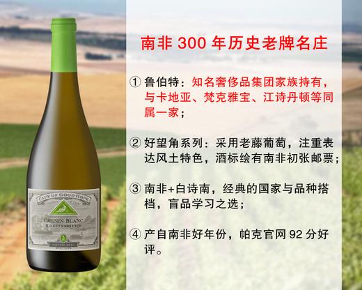 【现货特促，整箱更优惠】卡地亚集团旗下品牌：鲁伯特酒庄好望角白诗南旗舰干白（2022年） 商品图0