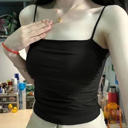 超值两件装！【超百搭，美背还显瘦】 夏季纯欲褶皱白色吊带背心女辣妹外穿修身打底无袖上衣Da 商品图3