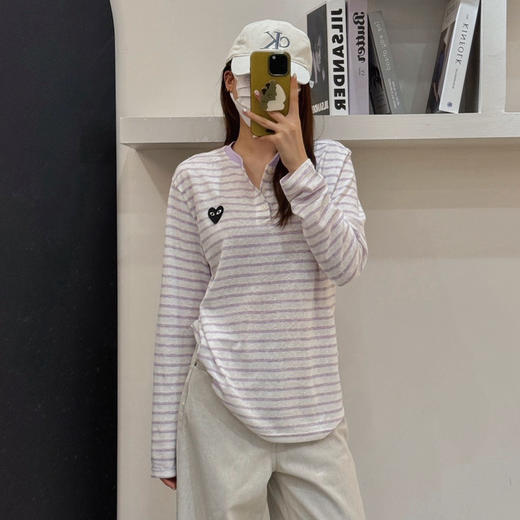 天丝亚麻爱心小马长袖条纹T恤081704 商品图6
