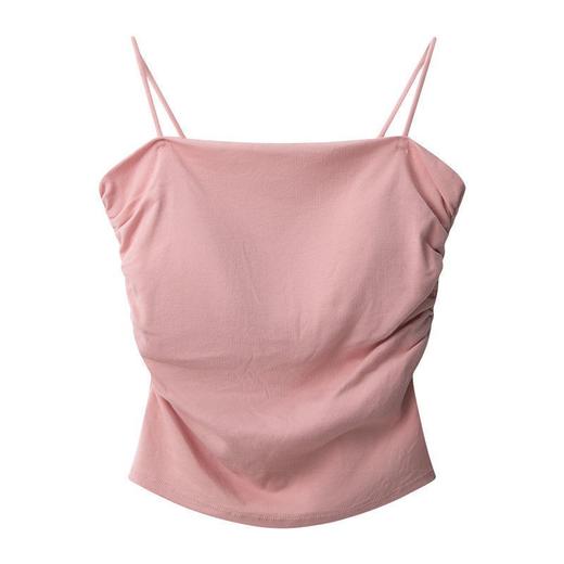 超值两件装！【超百搭，美背还显瘦】 夏季纯欲褶皱白色吊带背心女辣妹外穿修身打底无袖上衣Da 商品图4