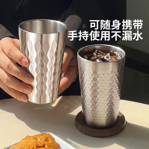 摩登主妇304不锈钢水杯随手杯双层防烫防摔吸管杯带盖杯子咖啡杯 商品图4