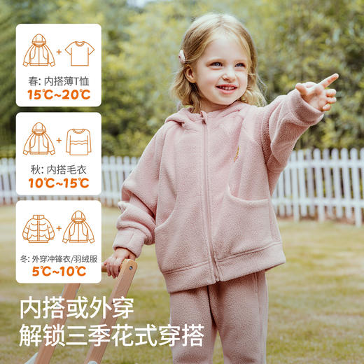【宝宝服饰】嫚熙童装2026新款儿童外套秋季女童摇粒绒保暖夹克女宝加绒上衣 商品图5