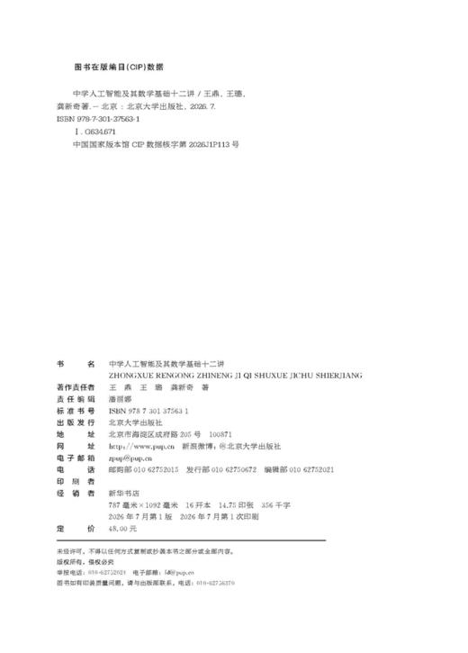 中学人工智能及其数学基础十二讲  王鼎 王璐 龚新奇 著 北京大学出版社 商品图2