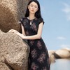 YIROUJIA水滴领棉绸短袖连衣裙 软糯亲肤垂顺好穿 复古碎花设计松弛随性百搭 商品缩略图7