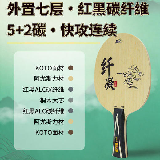 Doublefish双鱼纤凝乒乓球拍底板七层红黑碳素纤维专业弧圈型乒乓球底板 商品图4