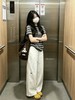 Max Daex黑灰条纹Tee+米白爱心裤套装 | 高级灰黑条纹撞色，颜色很温柔自带氛围感【预售7天发货】 商品缩略图4