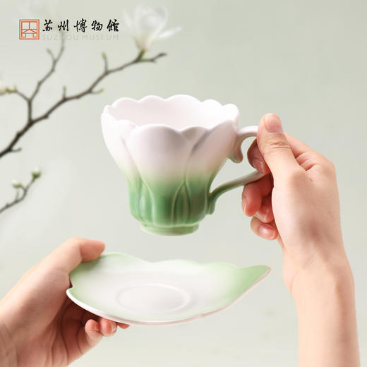 苏州博物馆 玉兰浮露陶瓷杯配拎袋茶杯渐变釉彩下午茶送礼 商品图3