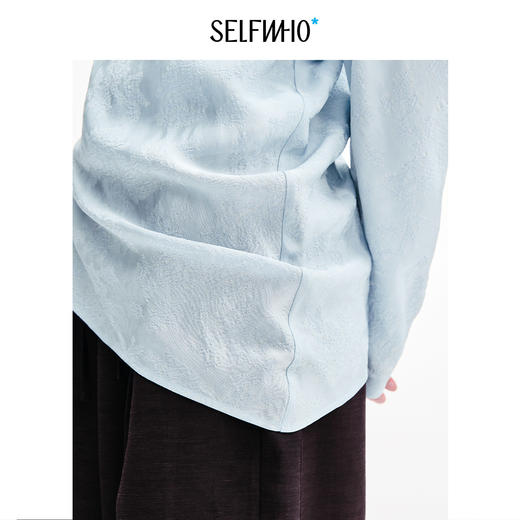 SELFWHO不对称斜襟新中式衬衫女2026秋季新款玛瑙玉石扣长袖上衣 商品图3