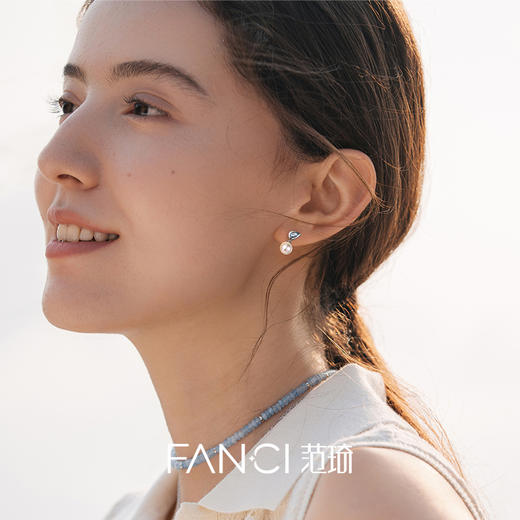 蓝眼泪耳环珍珠泪精致锆石优雅仿珍珠耳饰 商品图3