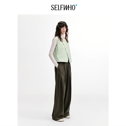 SELFWHO棉桑蚕丝混纺浮雕提花新中式马甲女2026秋季新款马夹套装 商品图2