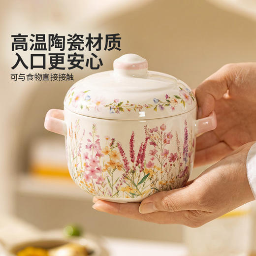 摩登主妇炖盅双耳隔水炖家用陶瓷带盖小汤盅一人份蒸盅瓦罐汤炖罐 商品图2