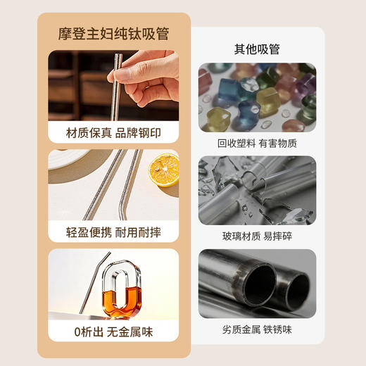摩登主妇纯钛吸管可重复使用食品级杯子水杯配件奶茶咖啡喝水神器 商品图1