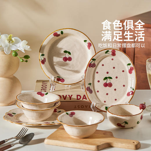 摩登主妇复古手绘樱桃釉下彩餐具家用2025新款高颜值陶瓷饭碗 商品图4