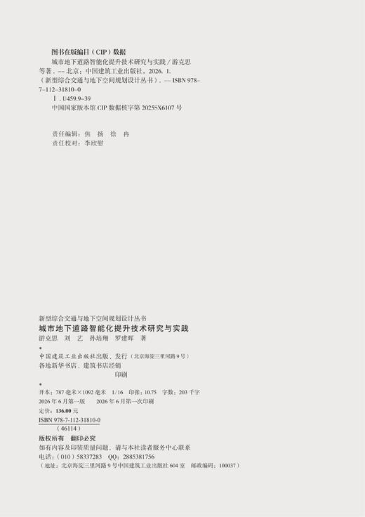 城市地下道路智能化提升技术研究与实践 商品图1