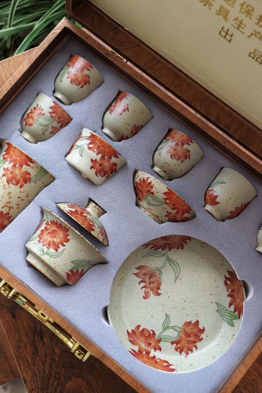 【10件套，169元】京隆堂青花火石红茶具套装 | 一套含6只独立品茗杯+带盖盖碗+托盘+公道杯+茶滤，诚意十足，心意满满 商品图0