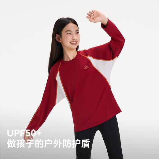 伯希和户外速干T恤女童新款吸湿抑菌长袖上衣UPF50防晒打底男童 商品图3