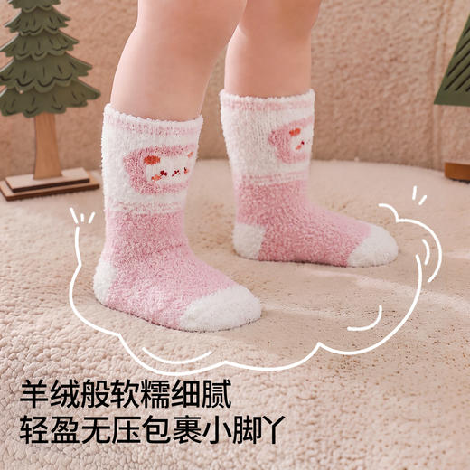 【婴童服配】嫚熙宝宝地板袜半边绒保暖婴儿点胶防滑袜子秋冬季简约百搭中筒袜 商品图4