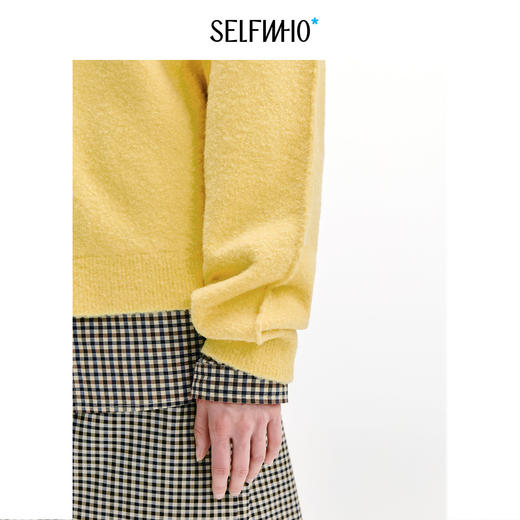 SELFWHO绵羊毛混纺法式慵懒毛衣女2026秋新款宽松连肩袖针织上衣 商品图4