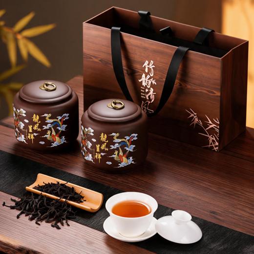龙御宫廷×笙观龙凤呈祥大红袍茶叶礼盒 武夷山产区 古法炭火制茶  茶叶壮实匀整 茶香醇厚 紫砂茶罐 精美礼盒 商品图5