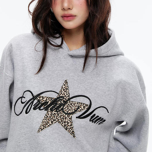 西遇星星烫钻刺绣连帽卫衣女2026秋季美式复古街头休闲套头上衣SS060878 商品图2