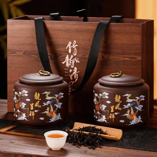 龙御宫廷×笙观龙凤呈祥大红袍茶叶礼盒 武夷山产区 古法炭火制茶  茶叶壮实匀整 茶香醇厚 紫砂茶罐 精美礼盒 商品图0