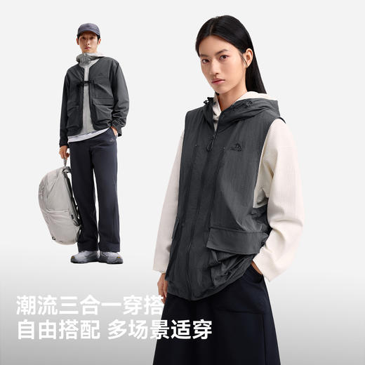 伯希和户外休闲衣女新款防风高弹耐磨上衣时尚三合一徒步外套男 商品图1