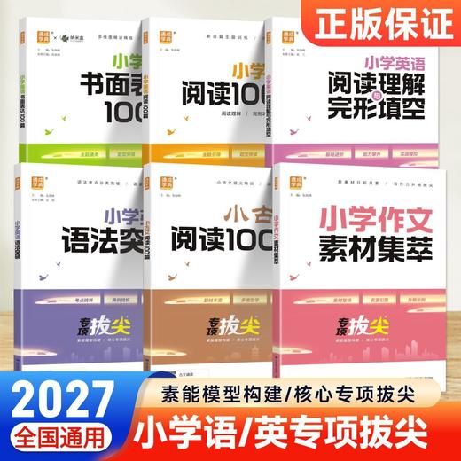 2026秋通成学典专项拔尖特训小学语文阅读80篇小古文100篇英语阅读100篇英语语法阅读理解与完形填空一二三四五六年级通用 商品图0