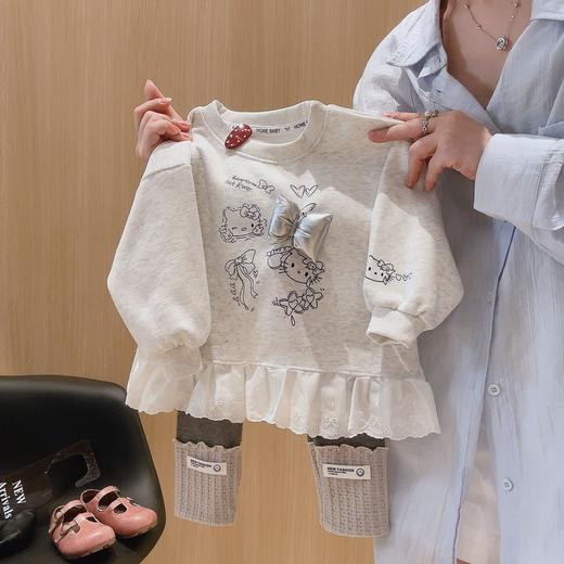 【39.9元/套起】儿童秋季KT猫花边卫衣+打底裤套装女童套装★爱宝好物 商品图3