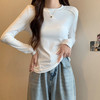 西遇圆领分割线长袖T恤女2026秋季修身显瘦不规则下摆打底上衣SS060855 商品缩略图1