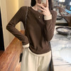西遇撞色假两件长袖T恤女2026秋季简约圆领修身百搭叠穿打底上衣SS060848 商品缩略图4