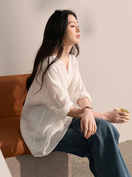 姹弥·老钱风亚麻衬衣｜早秋松弛感穿搭，越简单，越高级！ 商品图3