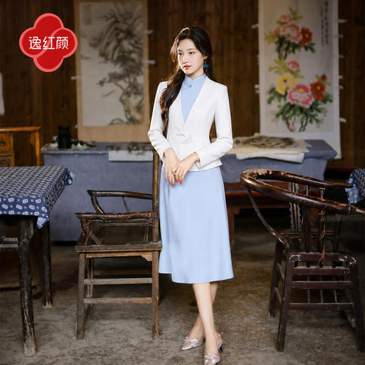 逸红颜《栖隐》26年秋新款金线刺绣飞鹤祥云通勤正装小西装外套女 商品图1