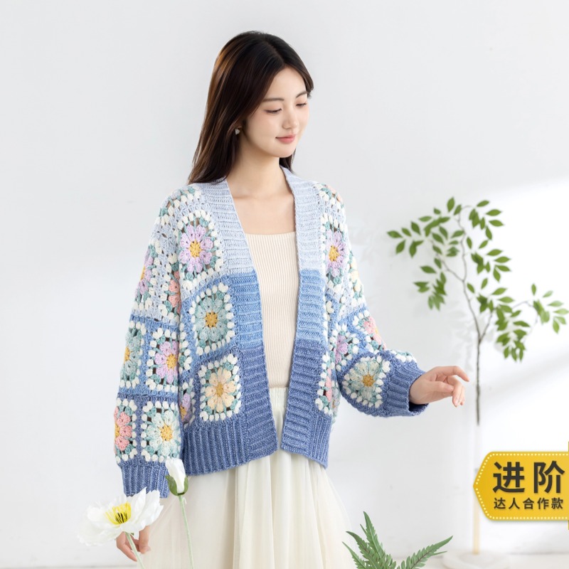 苏苏姐家时序拼花上衣手工diy编织钩针印象雾羽毛线团衣服材料包