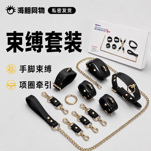 Roomfun 调教手脚束缚十字扣项圈牵引套装 商品图0