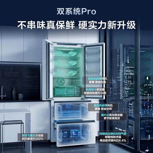 【新品上市】TCL双净味508Pro法式多门四开门冰箱508L双系统Pro新一级能效594mm超薄零嵌冰箱 R508T9N-DQS 商品图5