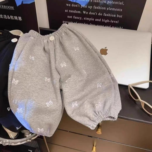 黑色+灰色两件装！【运动,印花,潮范】女童春秋装休闲裤子2026新款女宝宝洋气束脚灯笼裤运动卫裤潮童装。wb★深秘心选 商品图2