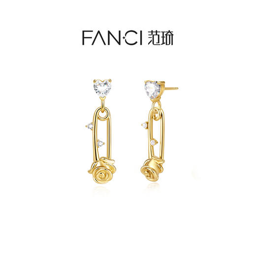 Fanci范琦【野玫瑰系列】野玫瑰荆棘耳环925银别针小众爱心送女友 商品图0