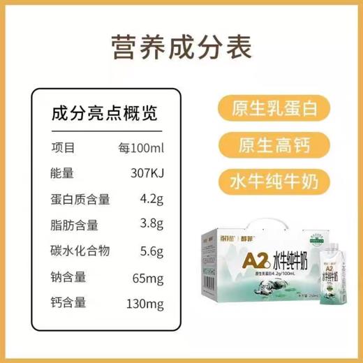 【125元2提，2提十堰主城区包邮】百菲酪醇菲A2水牛纯牛奶4.2g乳蛋白 250ml*10盒/提 商品图2