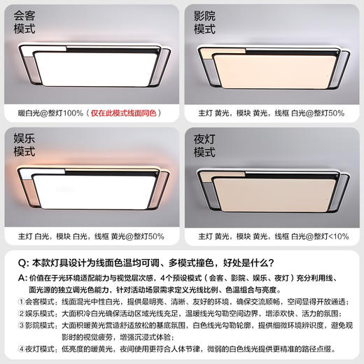 「青春版」欧普LED呵护光护眼吸顶灯饰具客厅卧室灯中式古典风全套悦然 商品图4