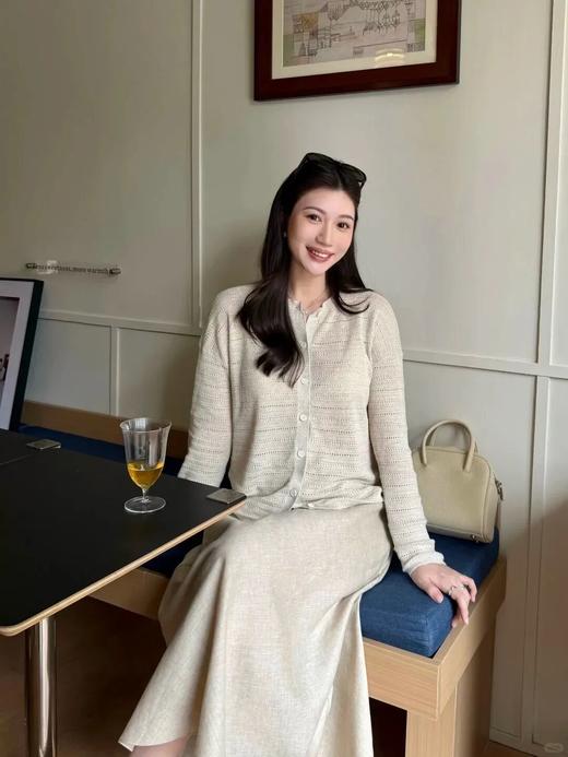 初秋原麻色亚麻天丝针织罩衫/外套 | 小禾Z柜同款，提花镂空工艺，把慵懒高级感狠狠拿捏！【3-5天发货】 商品图4