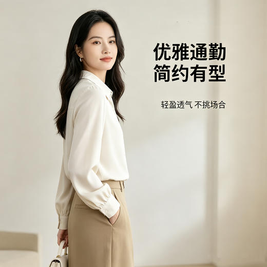 法式简约缎面衬衫，光影流转的华贵，恰到好处的女人味～ 商品图3