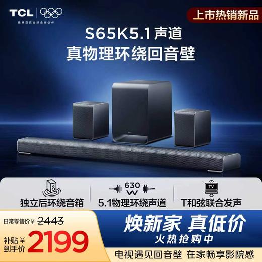 TCL回音壁S65K  独立后环绕音箱   5.1物理环绕声道 杜比全景声 DTS:X T和弦 商品图0
