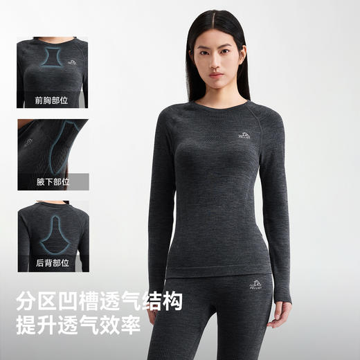 伯希和户外功能内衣女新款美利奴羊毛保暖衣高弹滑雪登山打底衣男 商品图3