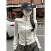 韩系女神来啦【辣妹穿搭！】设计感鱼骨拉链长袖开衫 T恤外套女 早秋新款 纯色修身短款德绒上衣。wb★深秘心选 商品缩略图3