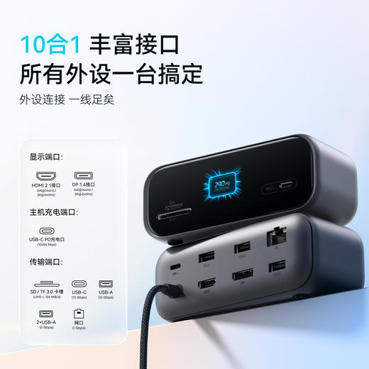 【新品】Anker安克 10合1 空间站高刷桌面拓展坞 240Hz Max 超高刷新率 A210C 商品图4