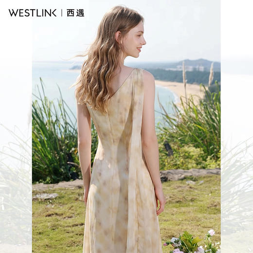 西遇法式温柔修身显瘦碎花2026夏吊带连衣裙女海边度假风飘带长裙H0060365 商品图4