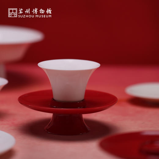 苏州博物馆 一盏江南茶具礼盒马蹄形白瓷红盏素雅大方商务送礼 商品图3
