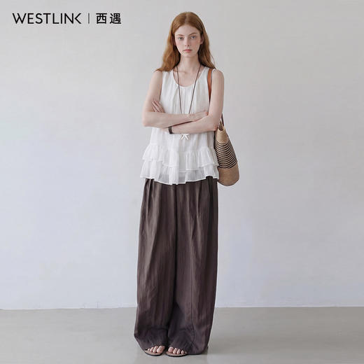 西遇韩式温柔风百搭2026夏季荷叶边无袖宽松显瘦上衣H0060363 商品图1