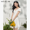 西遇白色蕾丝泡泡袖连衣裙女2026夏季新款蝴蝶结镂空刺绣A字短裙SS060613 商品缩略图1