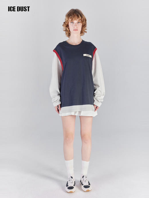 吴昕、徐若晗同款ICE DUS*T假两件长袖T恤 miu090502 商品图3